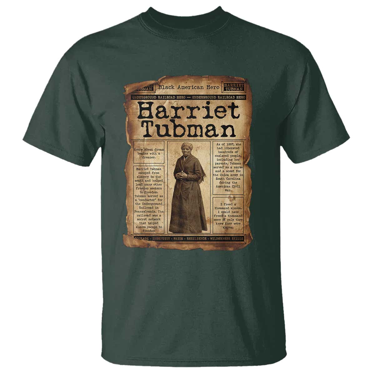 Harriet Tubman Newspaper T Shirt Strong Black Woman Leader Gift
