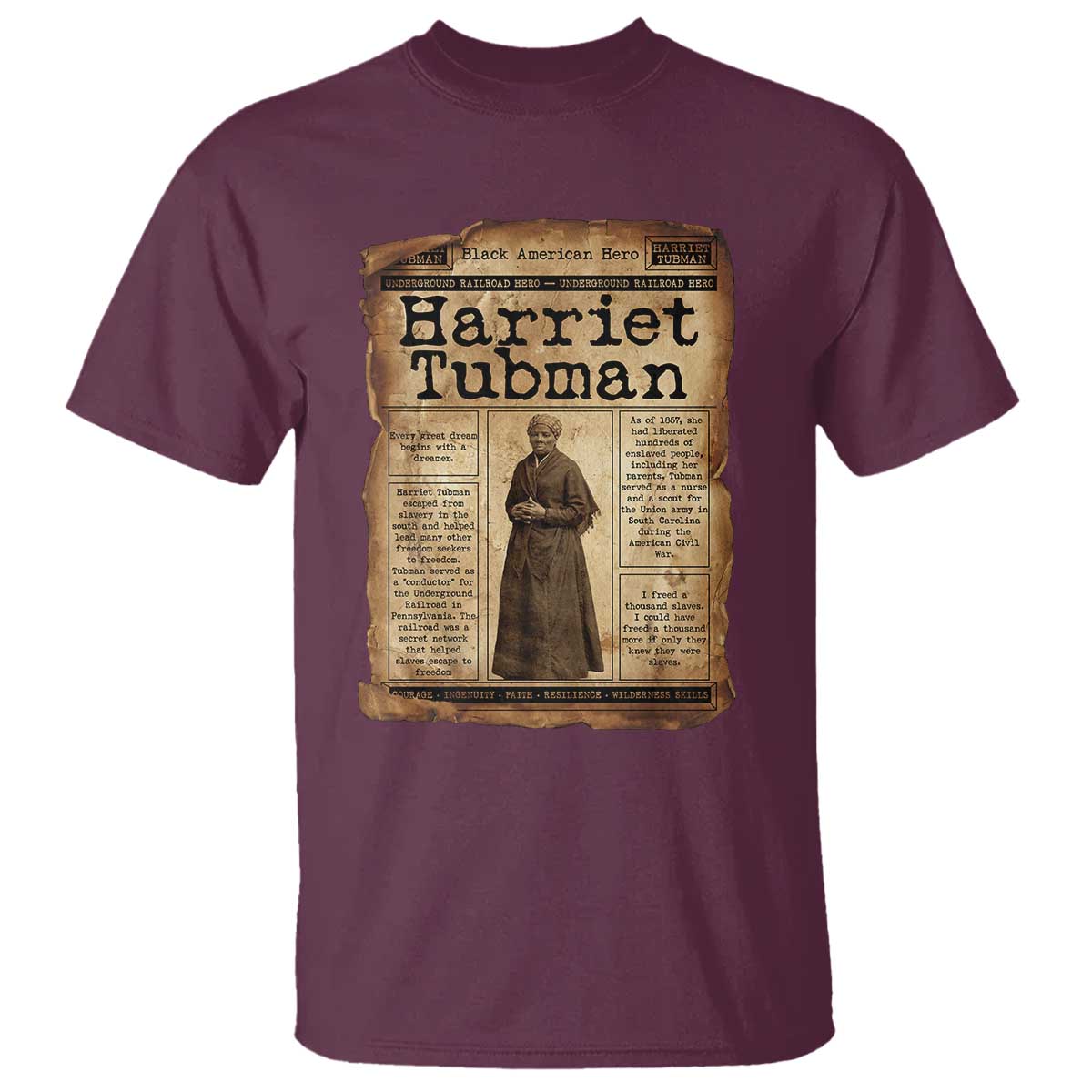 Harriet Tubman Newspaper T Shirt Strong Black Woman Leader Gift