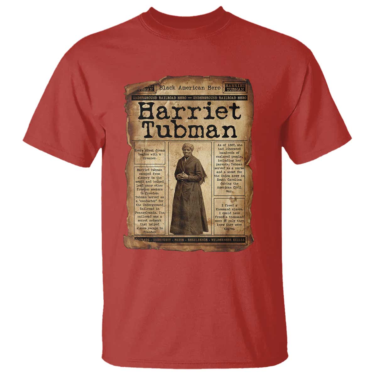 Harriet Tubman Newspaper T Shirt Strong Black Woman Leader Gift