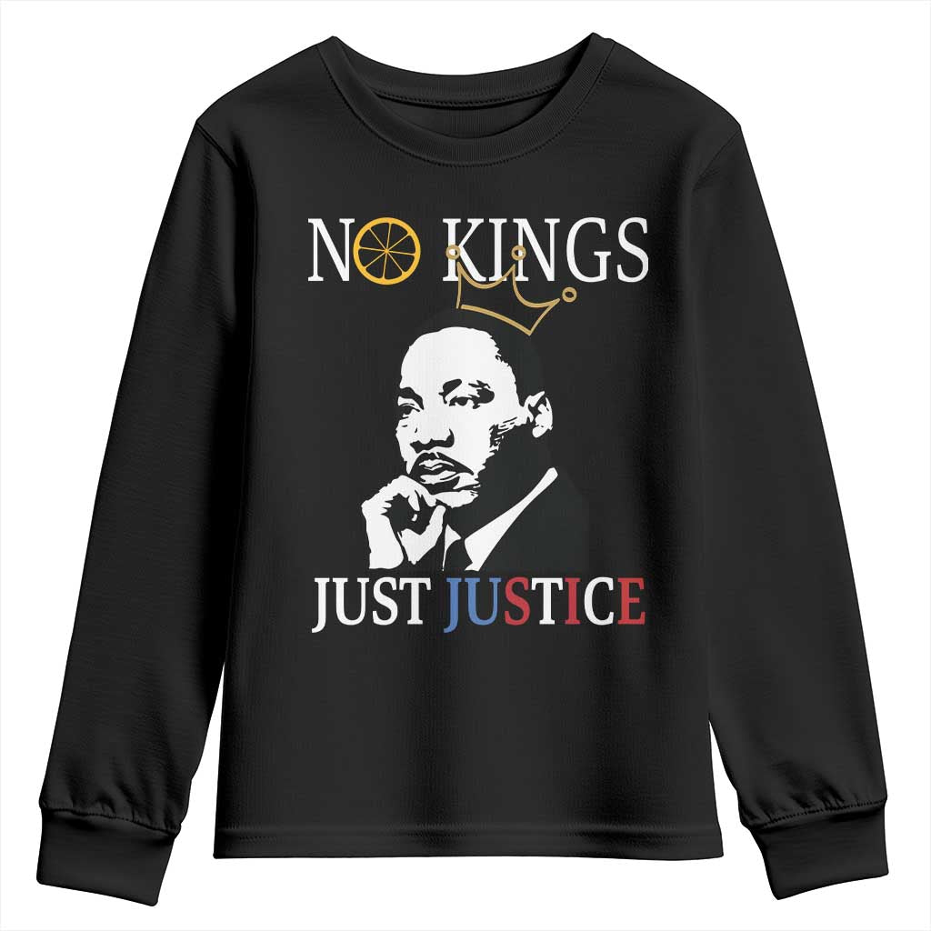 Martin Luther King Jr Youth Sweatshirt No Kings Just Justice - African Pride