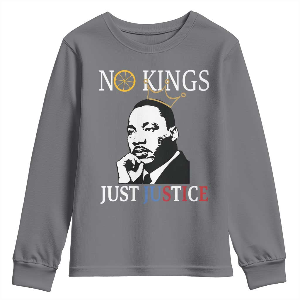Martin Luther King Jr Youth Sweatshirt No Kings Just Justice - African Pride