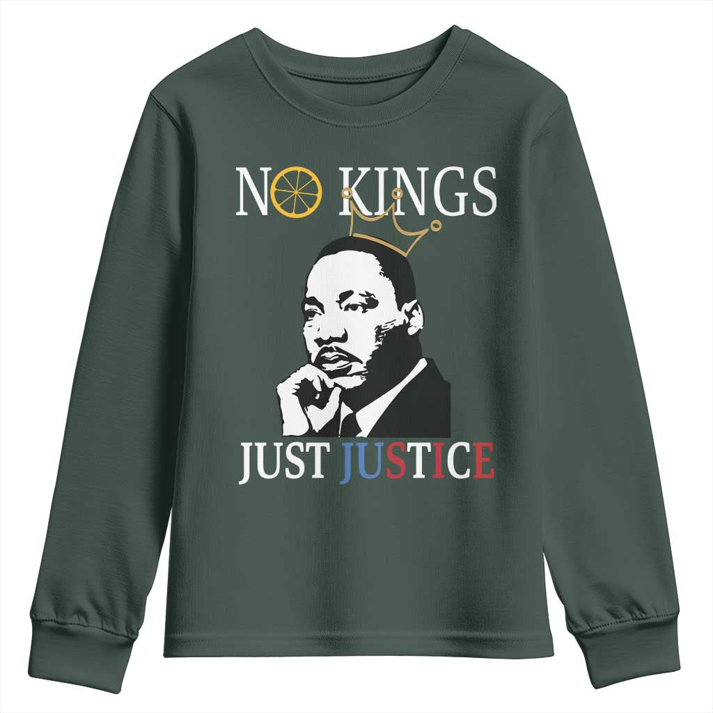 Martin Luther King Jr Youth Sweatshirt No Kings Just Justice - African Pride