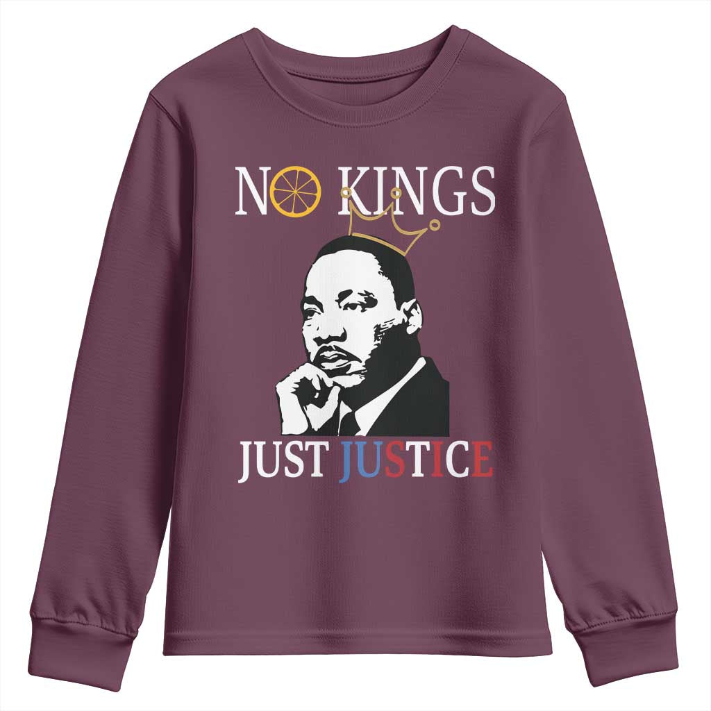 Martin Luther King Jr Youth Sweatshirt No Kings Just Justice - African Pride
