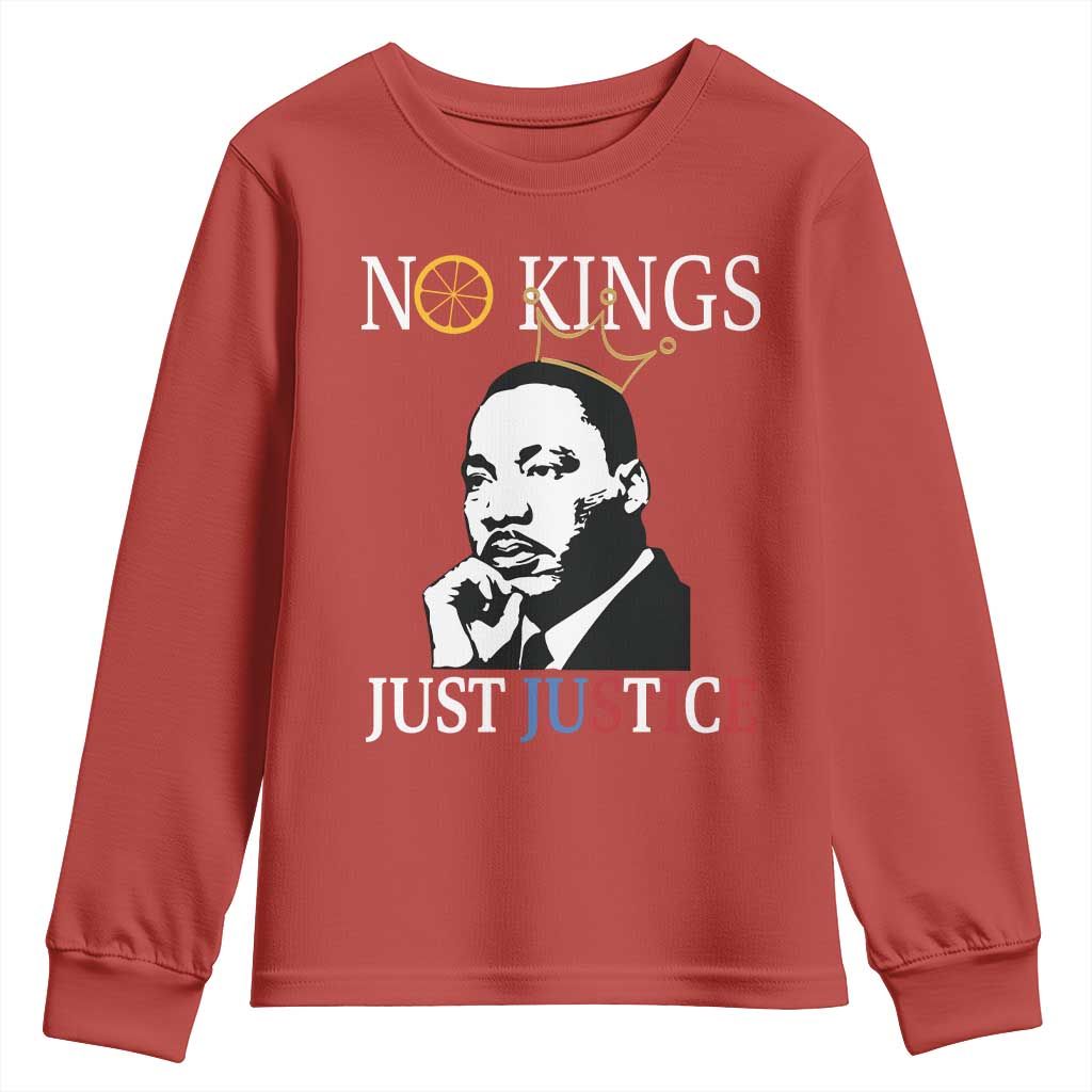 Martin Luther King Jr Youth Sweatshirt No Kings Just Justice - African Pride