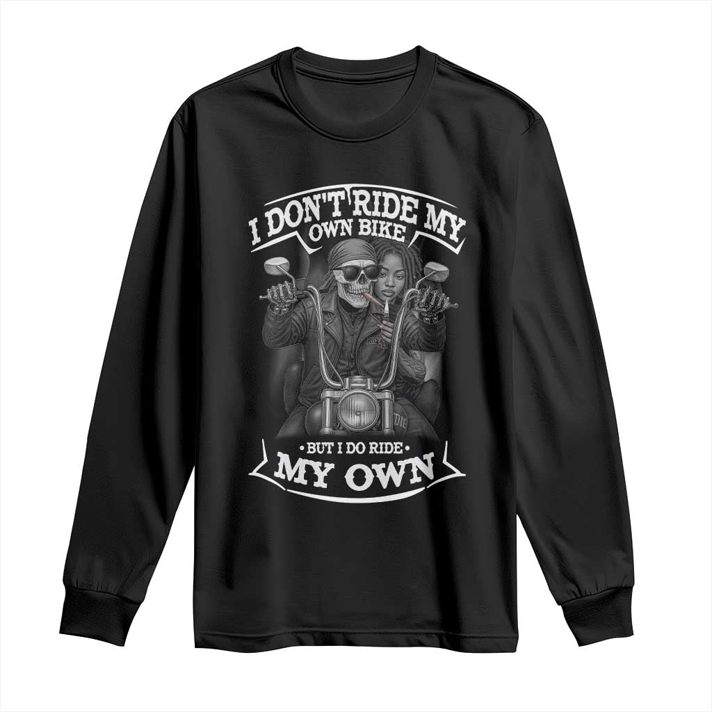 African American Motorcycle Skeleton Biker Long Sleeve Shirt - African Pride