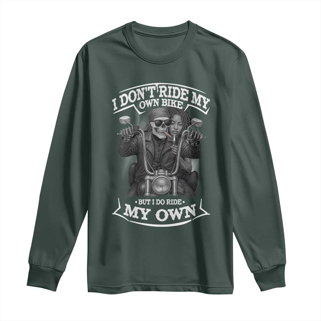 African American Motorcycle Skeleton Biker Long Sleeve Shirt - African Pride