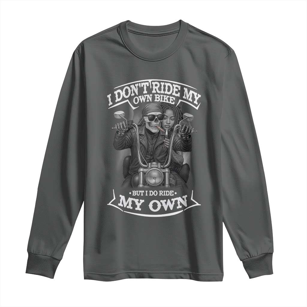 African American Motorcycle Skeleton Biker Long Sleeve Shirt - African Pride