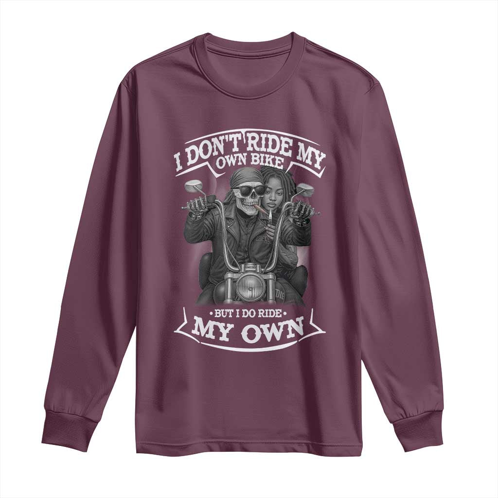 African American Motorcycle Skeleton Biker Long Sleeve Shirt - African Pride