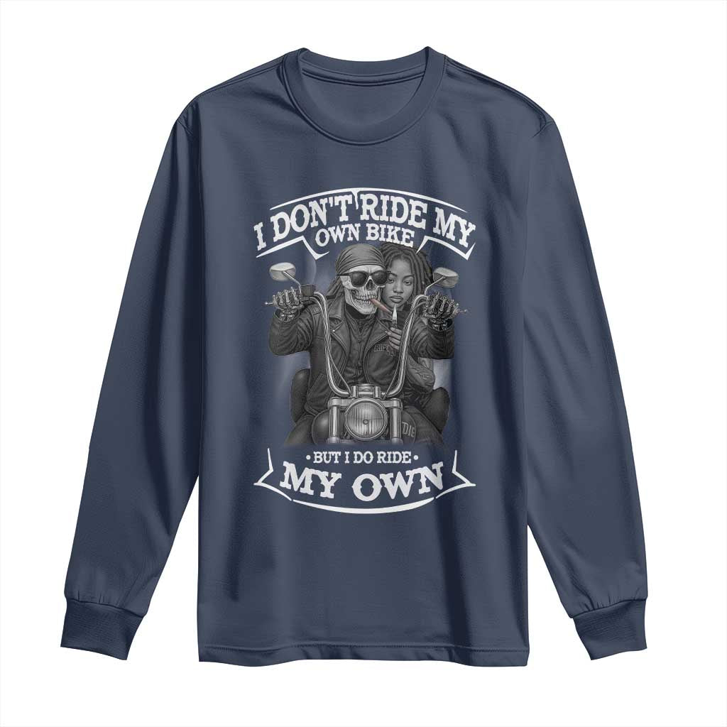 African American Motorcycle Skeleton Biker Long Sleeve Shirt - African Pride
