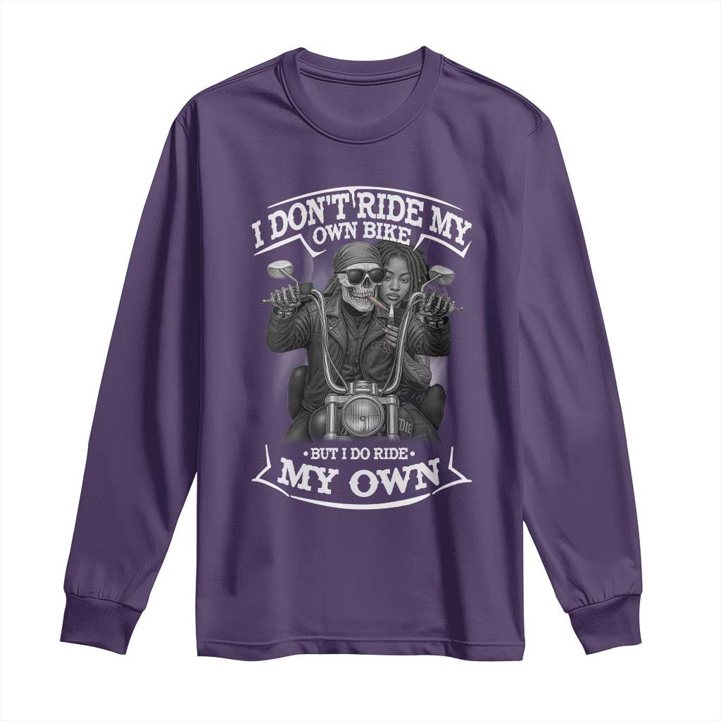 African American Motorcycle Skeleton Biker Long Sleeve Shirt - African Pride