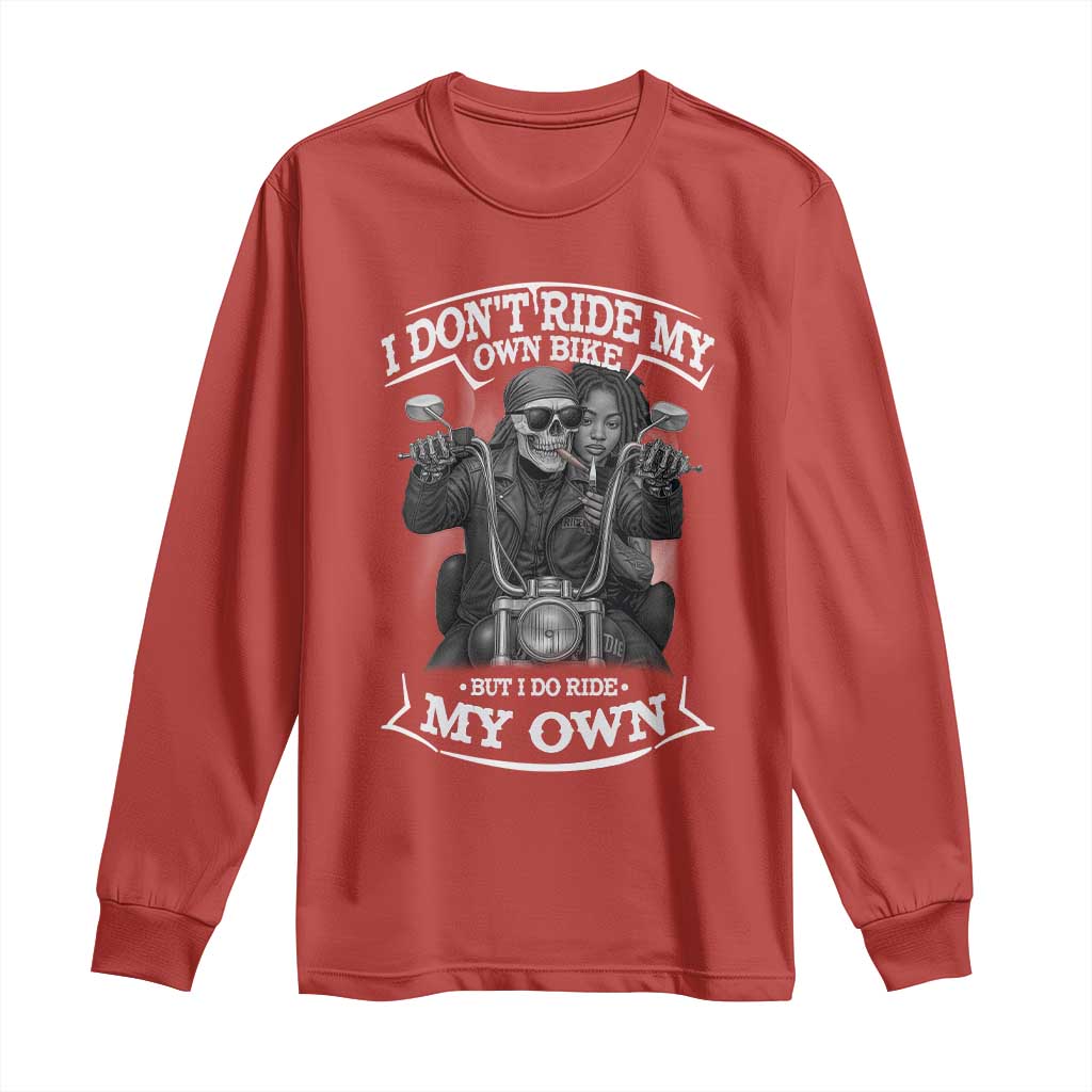 African American Motorcycle Skeleton Biker Long Sleeve Shirt - African Pride