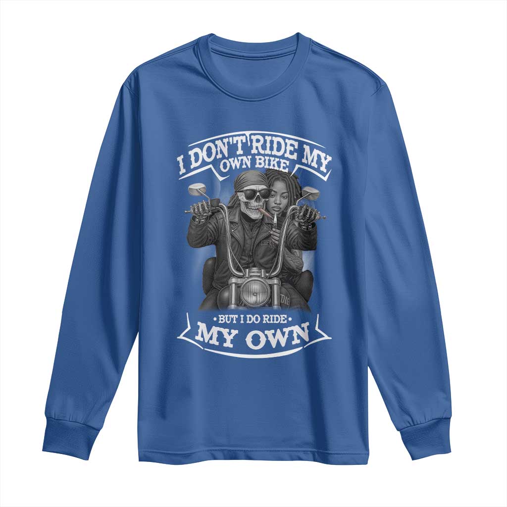 African American Motorcycle Skeleton Biker Long Sleeve Shirt - African Pride