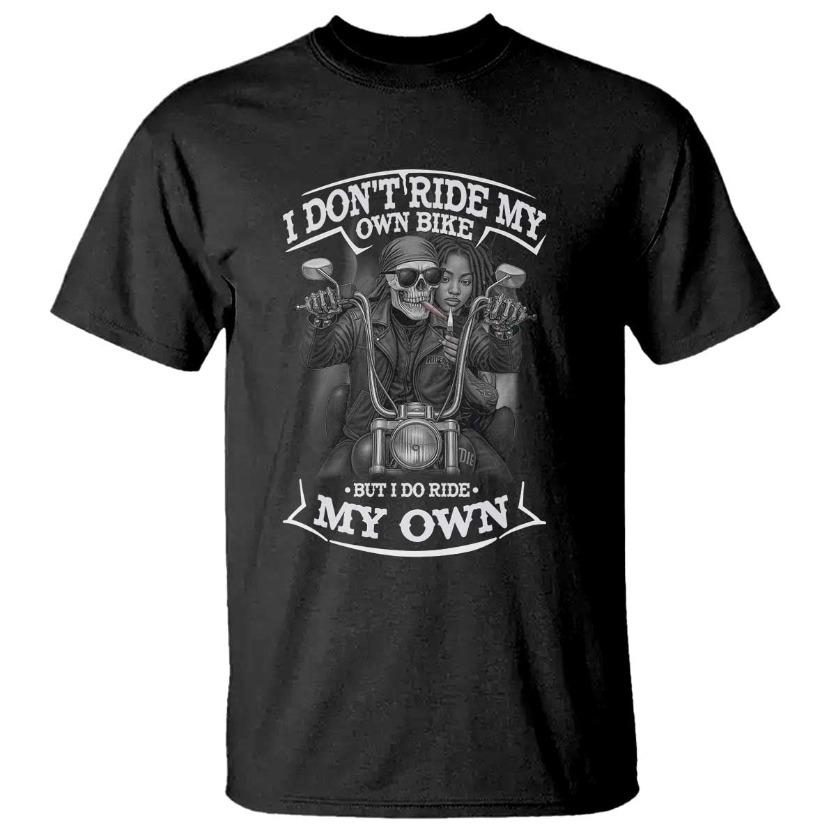 African American Motorcycle Skeleton Biker T Shirt - African Pride