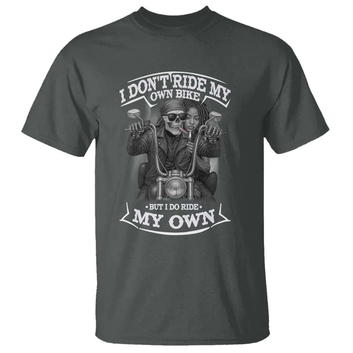 African American Motorcycle Skeleton Biker T Shirt - African Pride