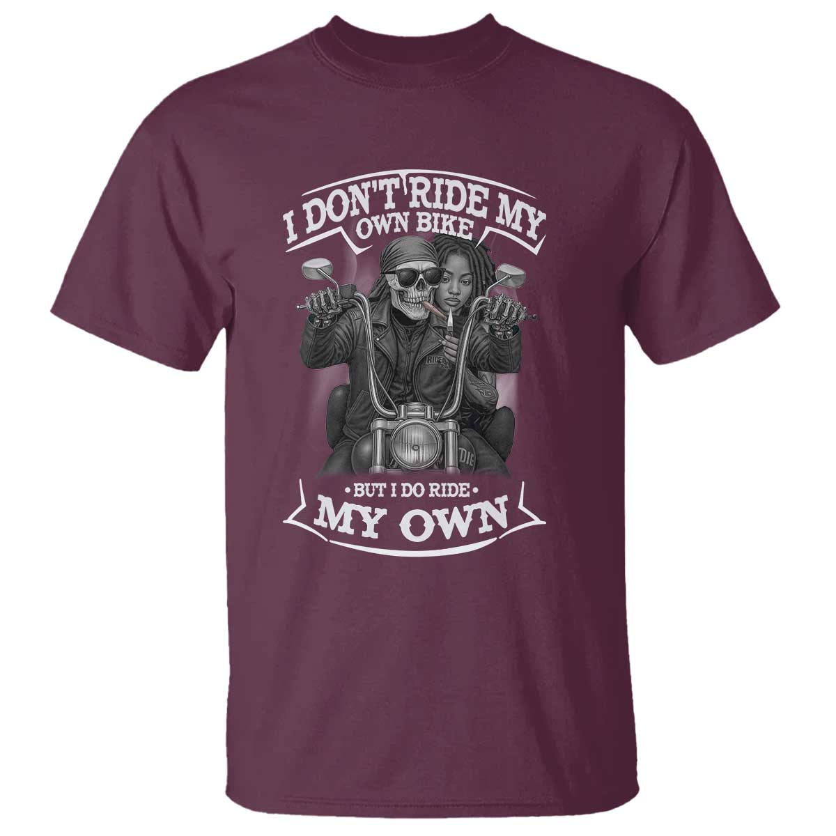 African American Motorcycle Skeleton Biker T Shirt - African Pride