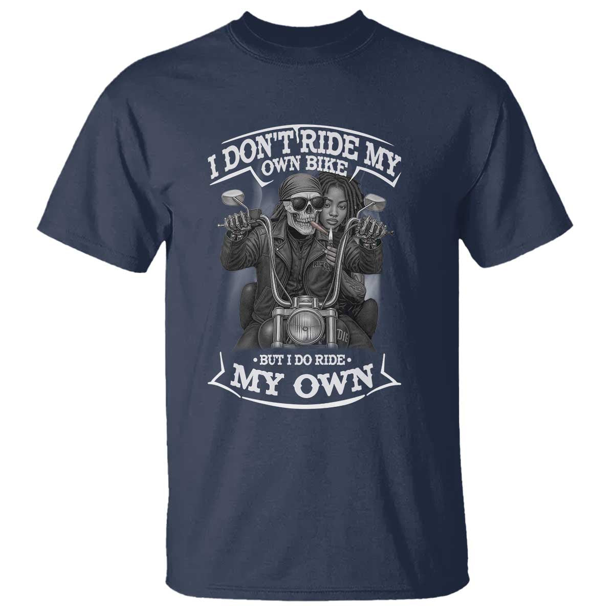 African American Motorcycle Skeleton Biker T Shirt - African Pride