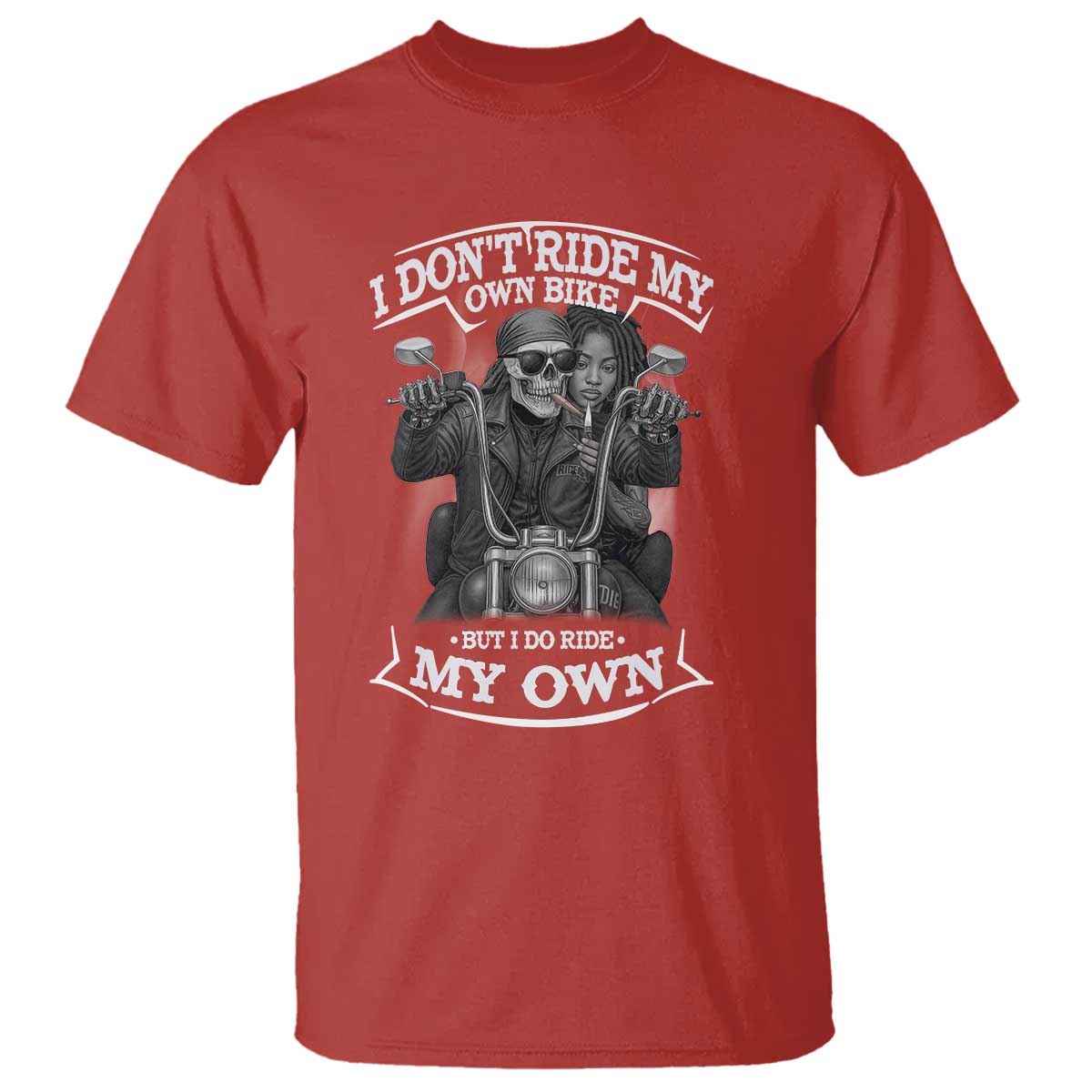 African American Motorcycle Skeleton Biker T Shirt - African Pride