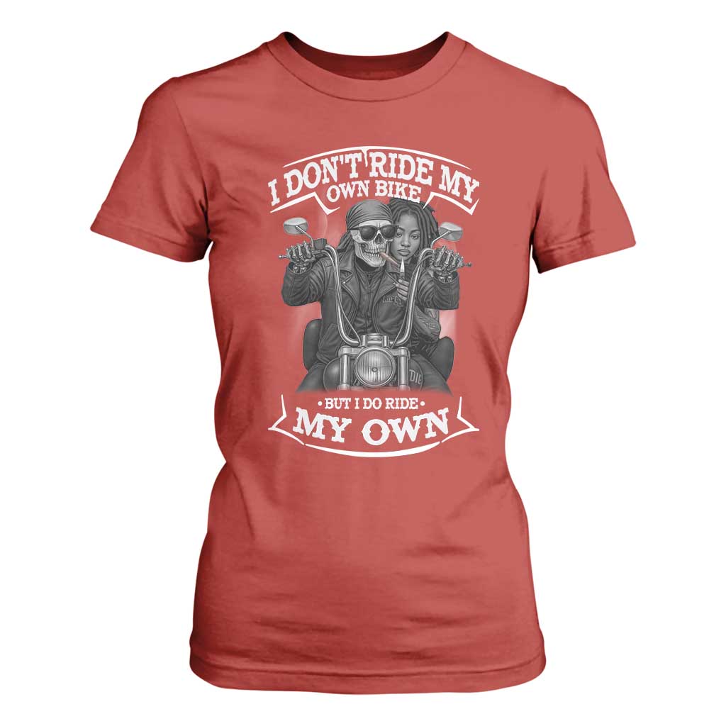 African American Motorcycle Skeleton Biker T Shirt For Women - African Pride