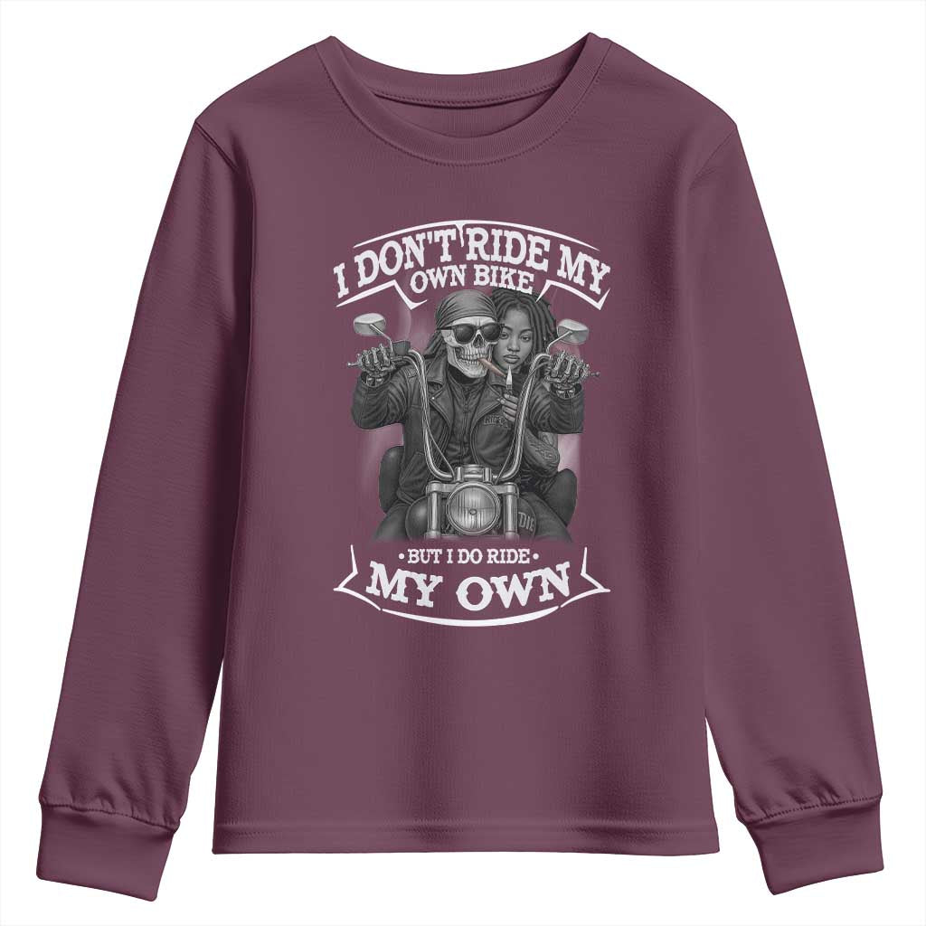 African American Motorcycle Skeleton Biker Youth Sweatshirt - African Pride