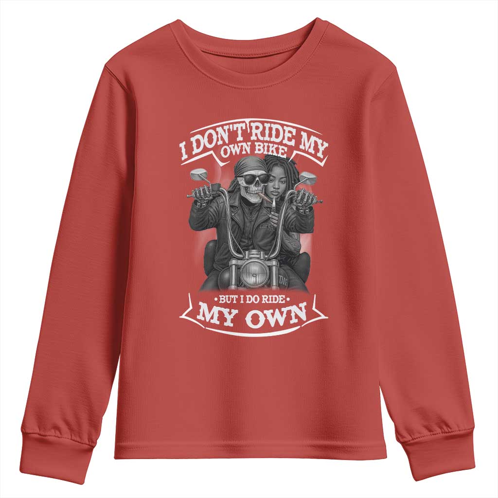 African American Motorcycle Skeleton Biker Youth Sweatshirt - African Pride
