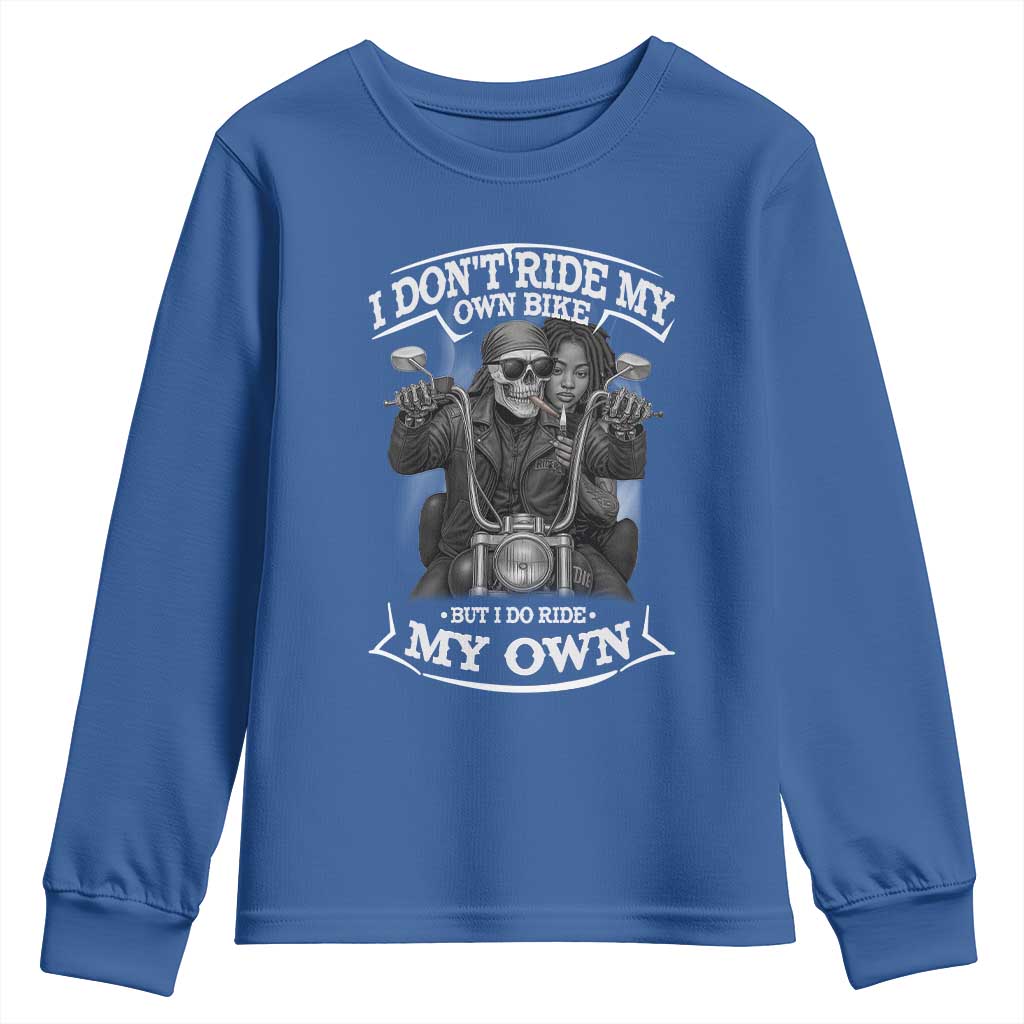 African American Motorcycle Skeleton Biker Youth Sweatshirt - African Pride