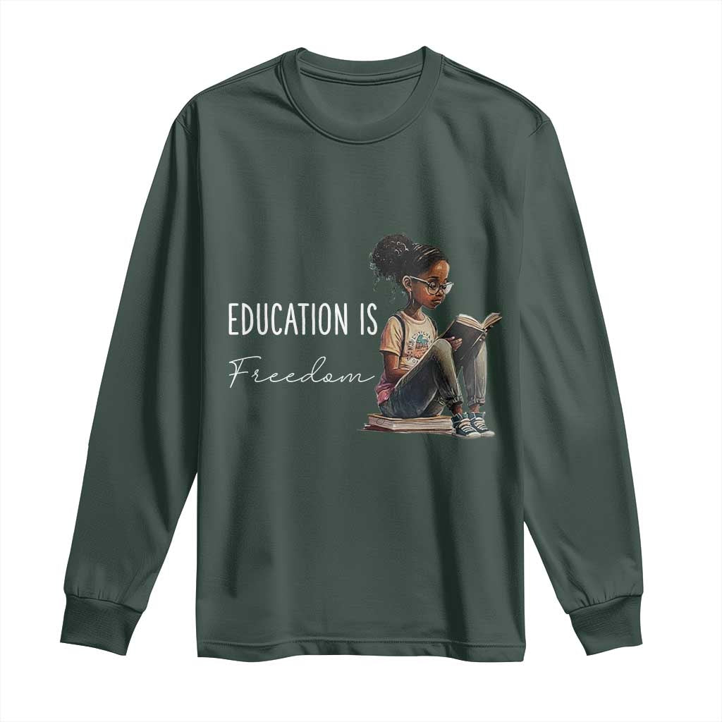 Education Freedom Long Sleeve Shirt Black Teacher Books - African Pride