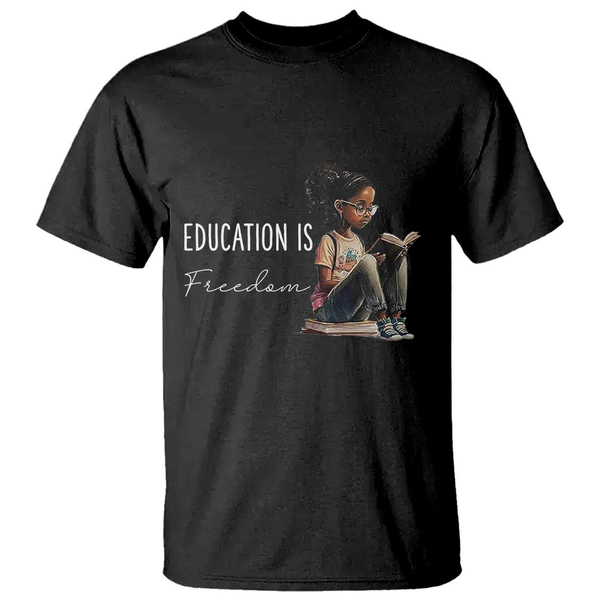 Education Freedom T Shirt Black Teacher Books - African Pride
