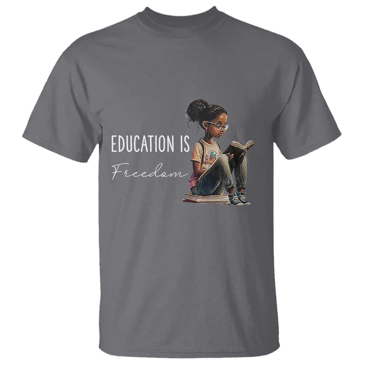 Education Freedom T Shirt Black Teacher Books - African Pride