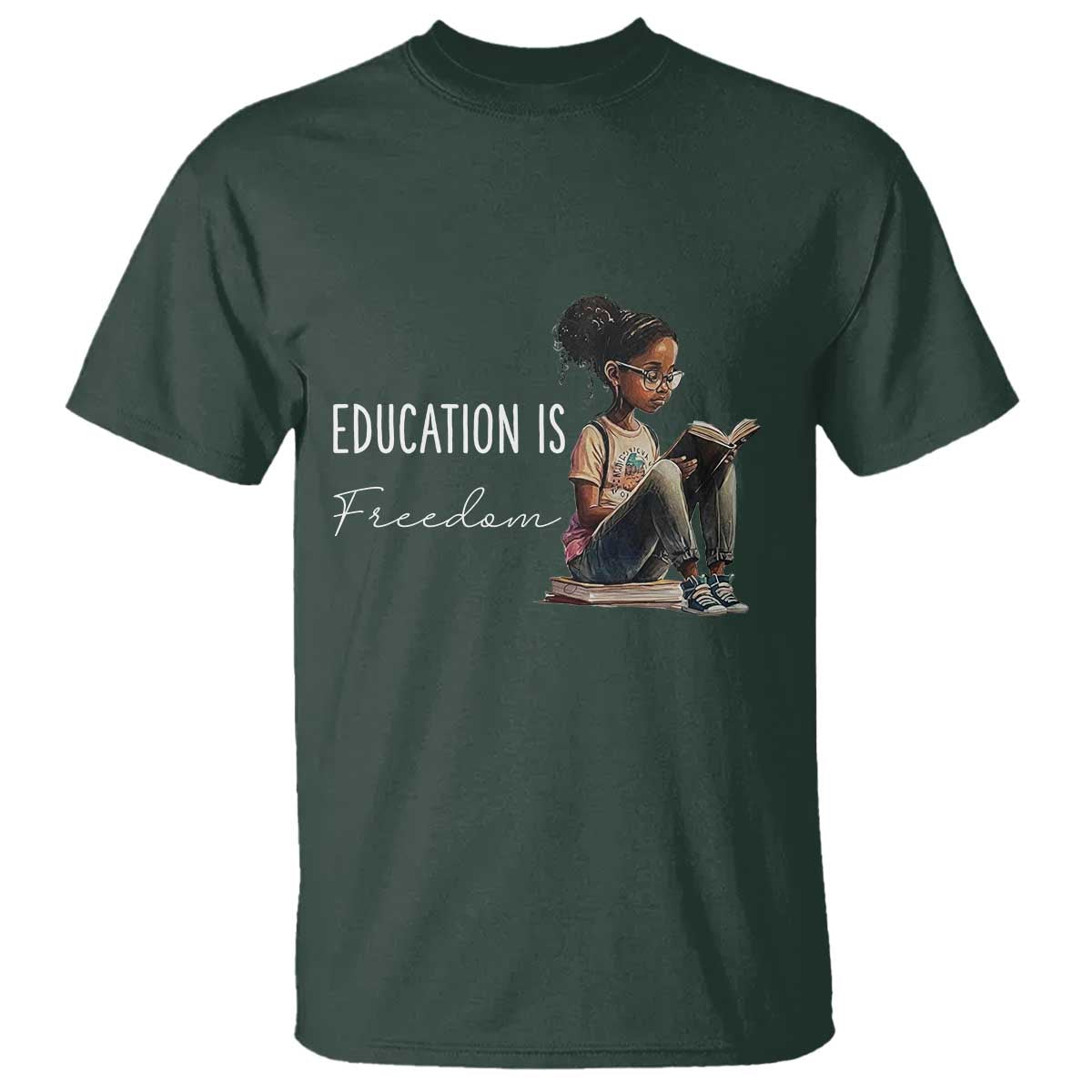 Education Freedom T Shirt Black Teacher Books - African Pride