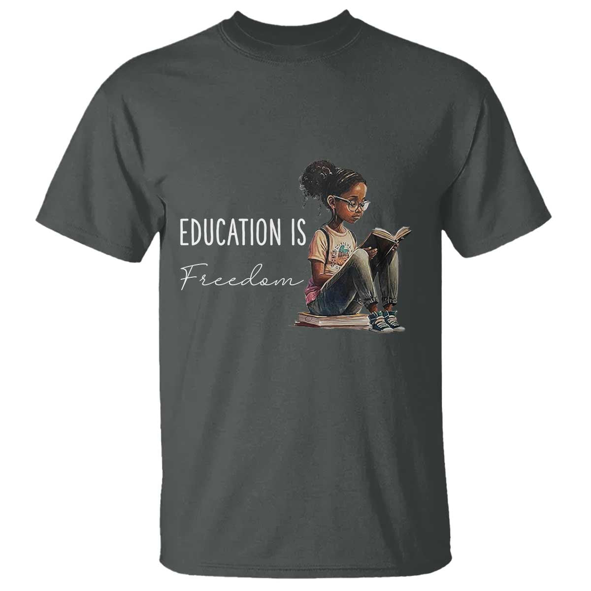 Education Freedom T Shirt Black Teacher Books - African Pride