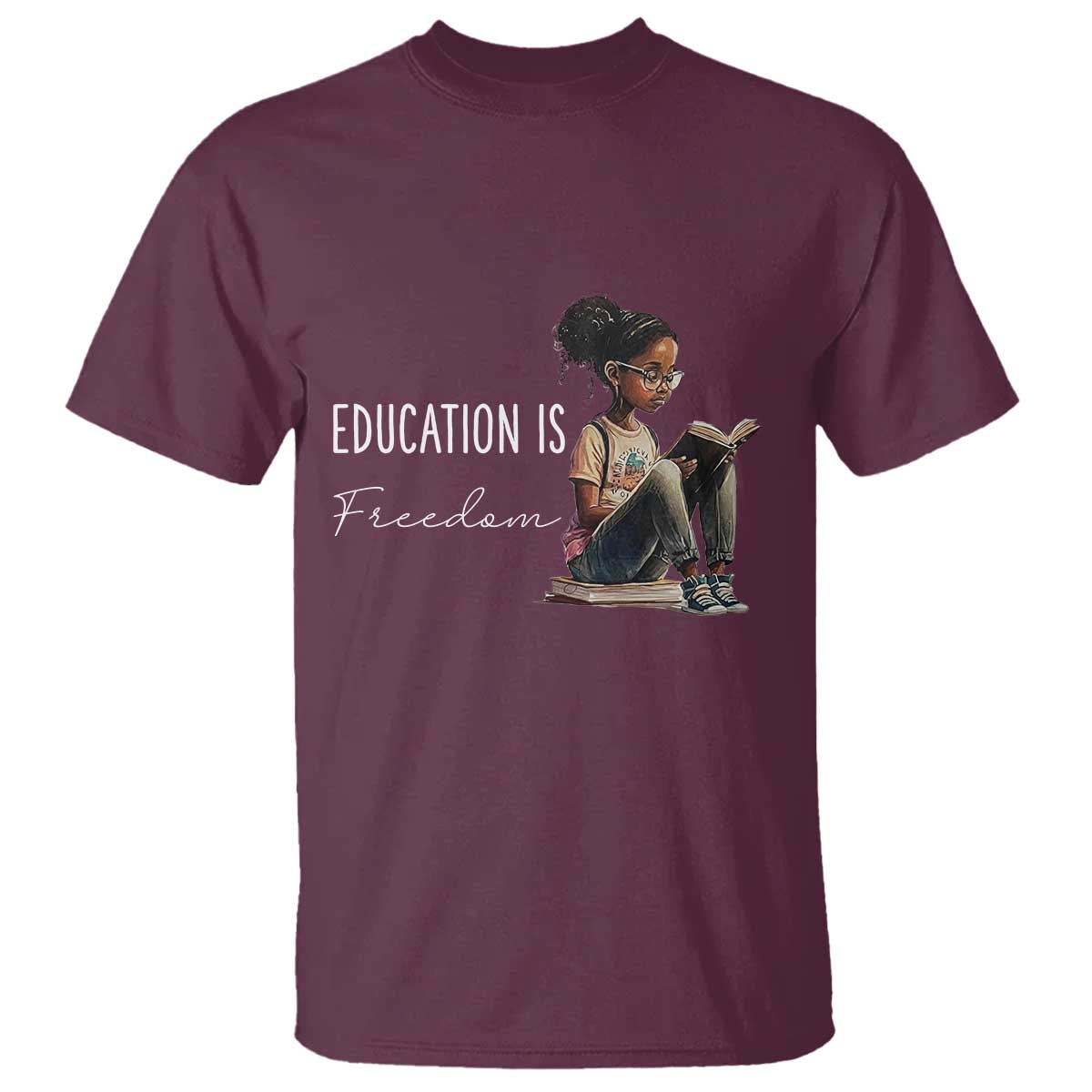 Education Freedom T Shirt Black Teacher Books - African Pride