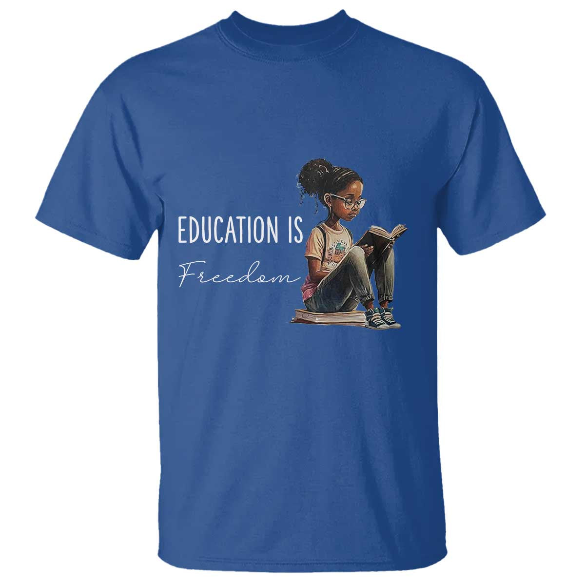 Education Freedom T Shirt Black Teacher Books - African Pride