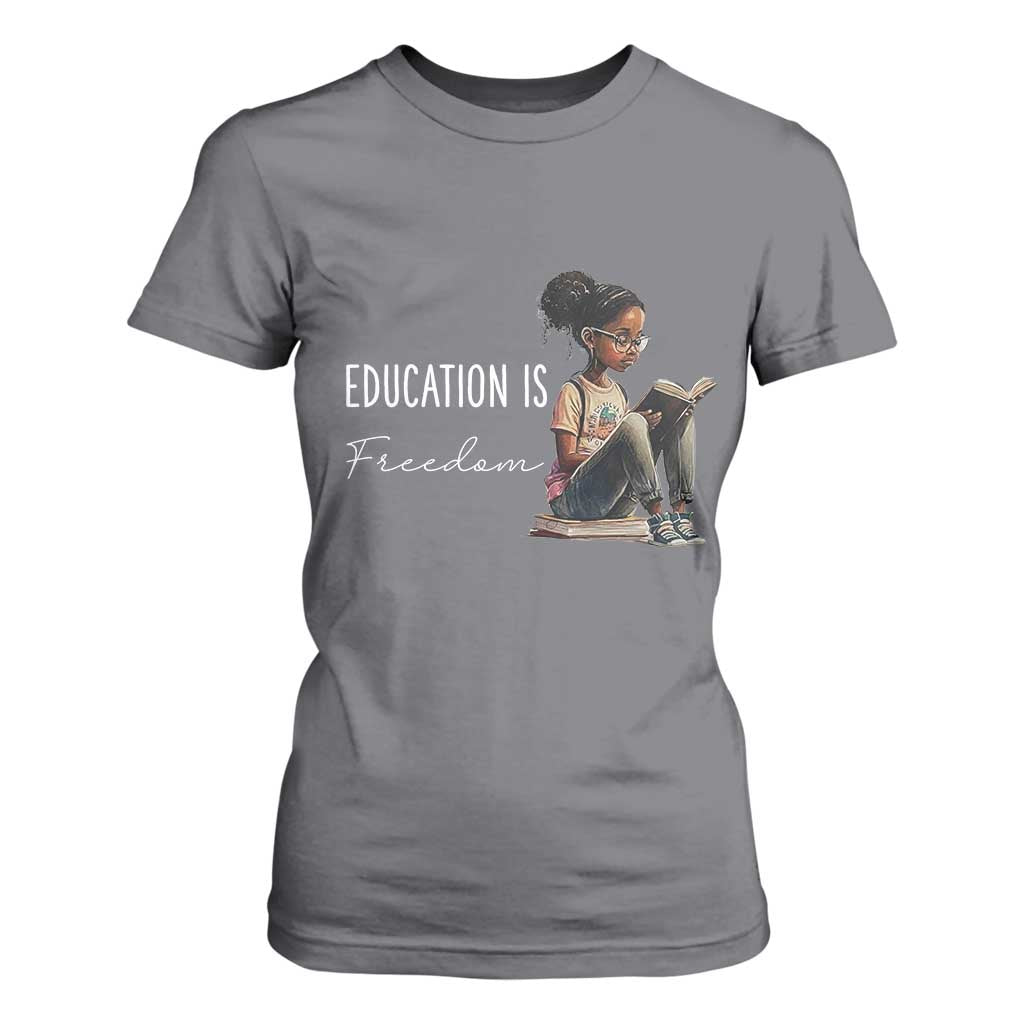 Education Freedom T Shirt For Women Black Teacher Books - African Pride