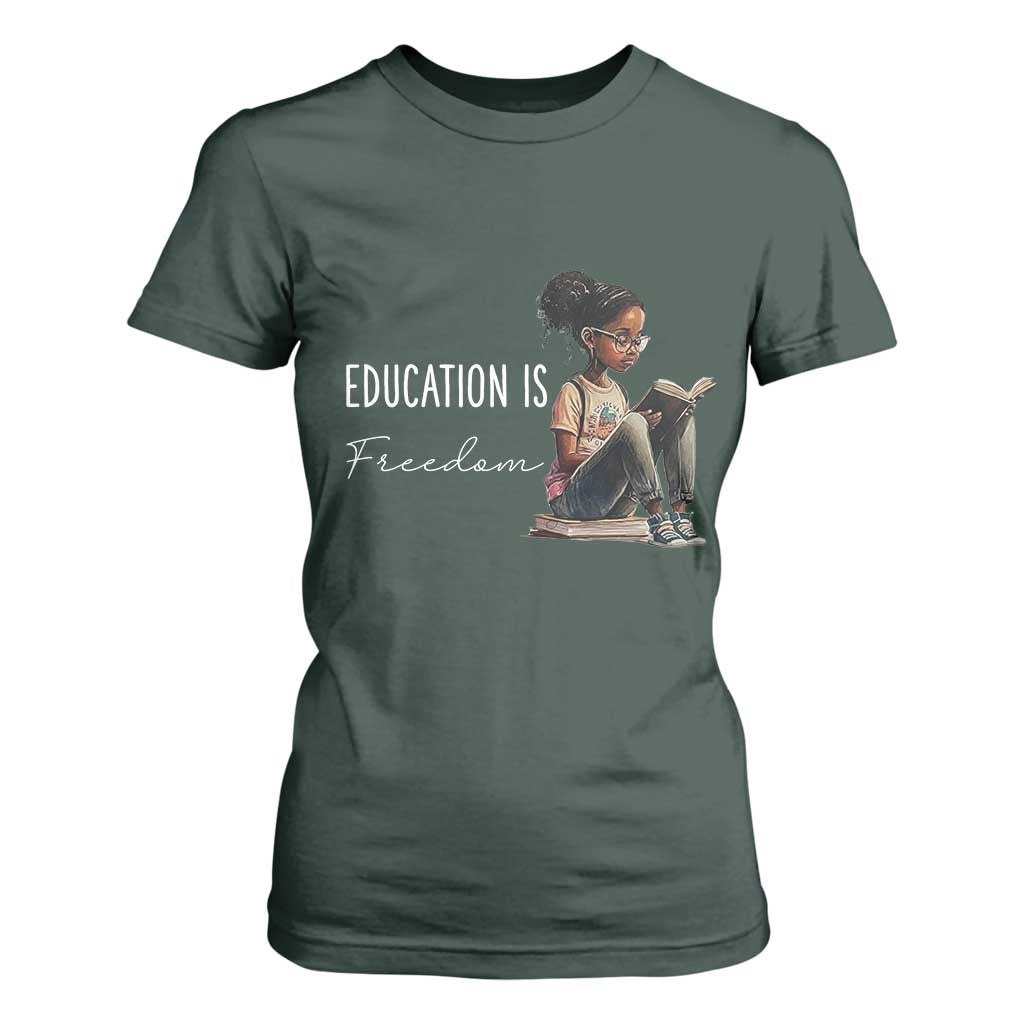 Education Freedom T Shirt For Women Black Teacher Books - African Pride