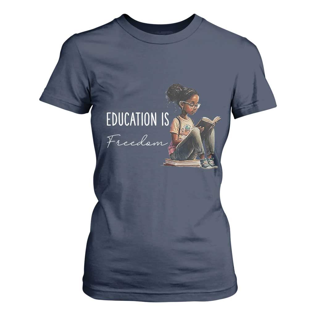 Education Freedom T Shirt For Women Black Teacher Books - African Pride