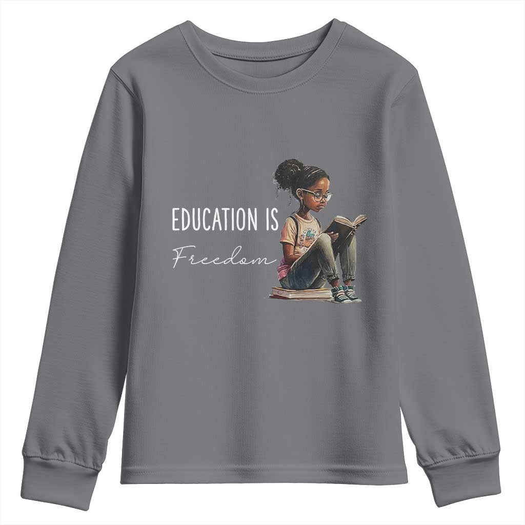 Education Freedom Youth Sweatshirt Black Teacher Books - African Pride