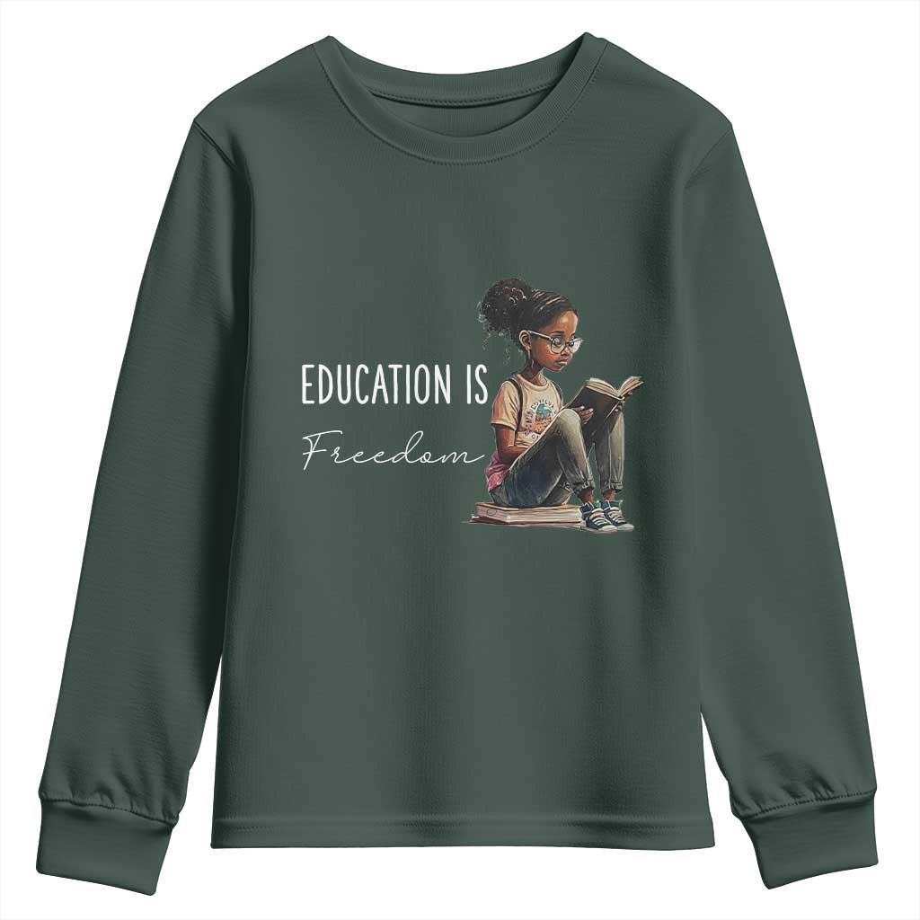Education Freedom Youth Sweatshirt Black Teacher Books - African Pride