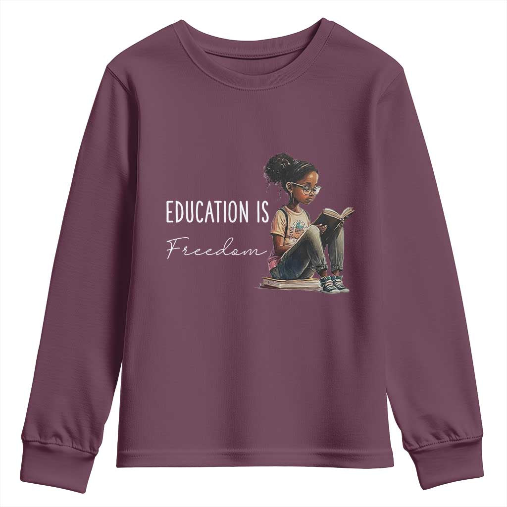 Education Freedom Youth Sweatshirt Black Teacher Books - African Pride