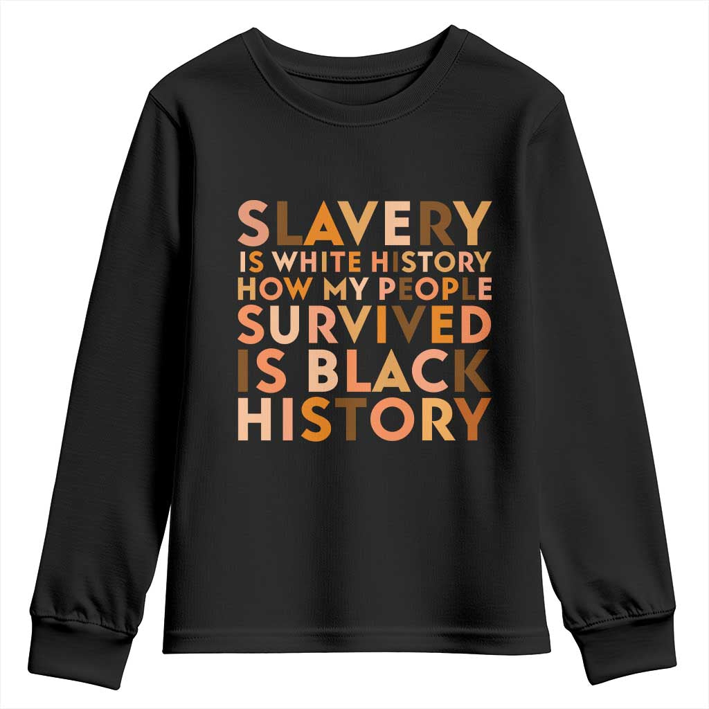 Black History Melanin Youth Sweatshirt Slavery Is White History How My People Survived Is Black History - African Pride