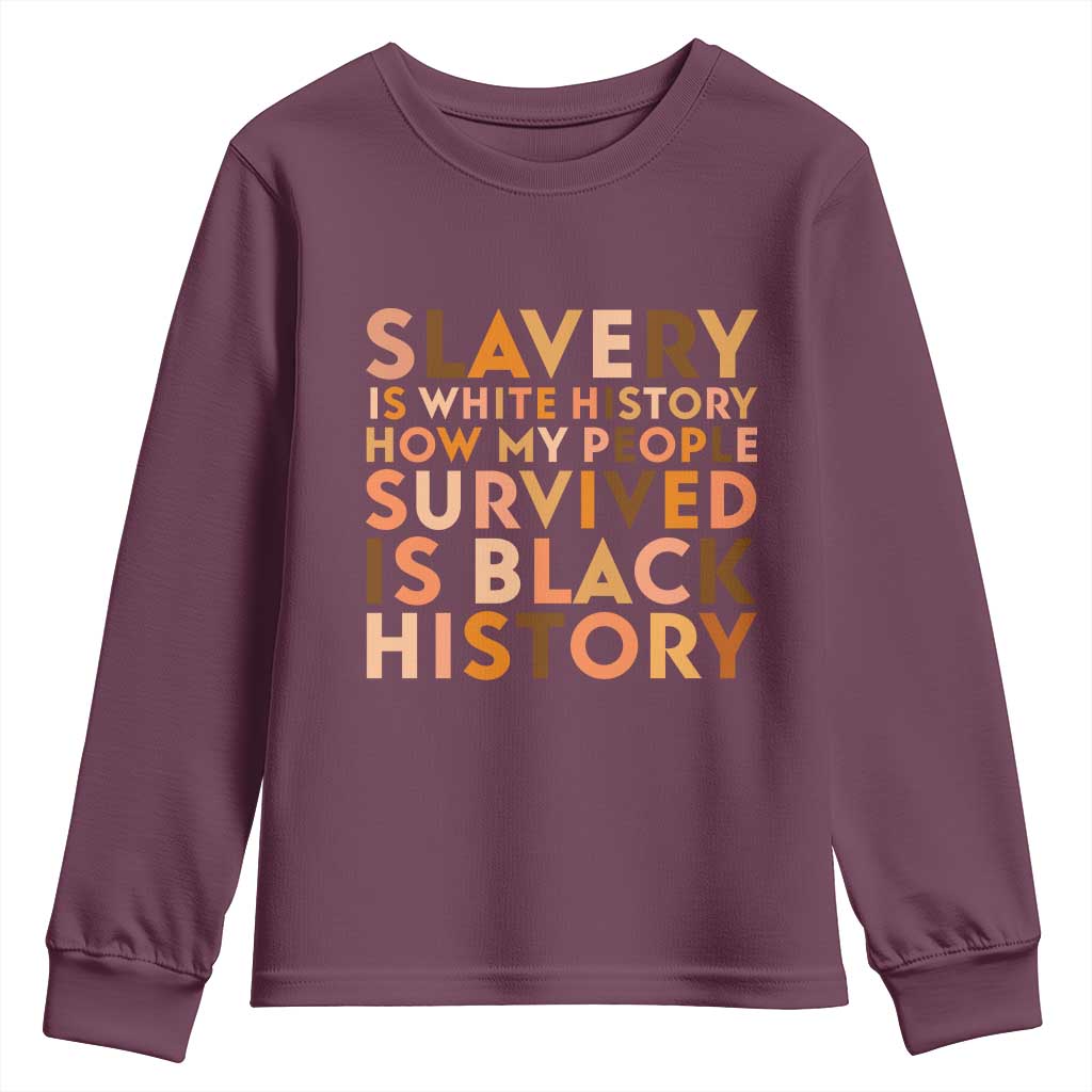 Black History Melanin Youth Sweatshirt Slavery Is White History How My People Survived Is Black History - African Pride