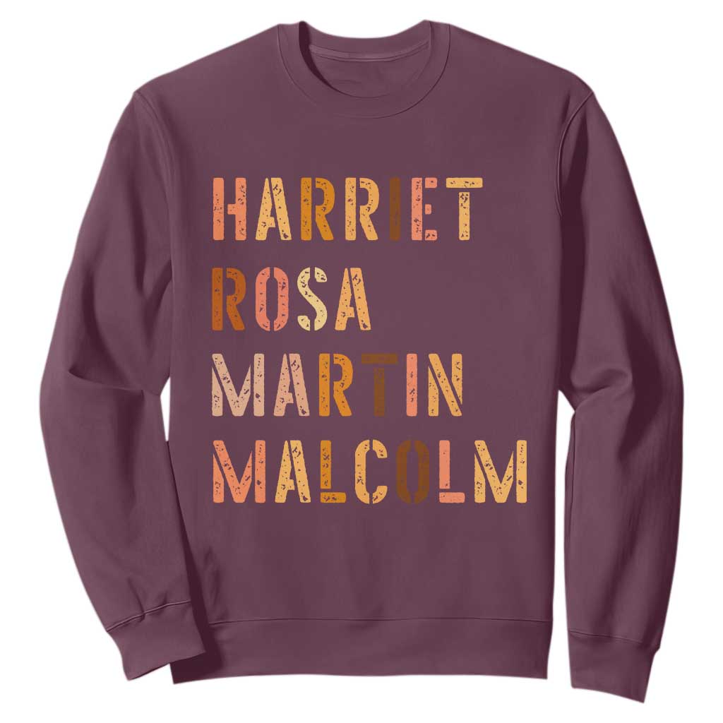 Black History Leaders Sweatshirt Harriet Rosa Martin Malcolm - African Pride