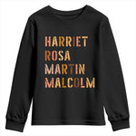 Black History Leaders Youth Sweatshirt Harriet Rosa Martin Malcolm - African Pride