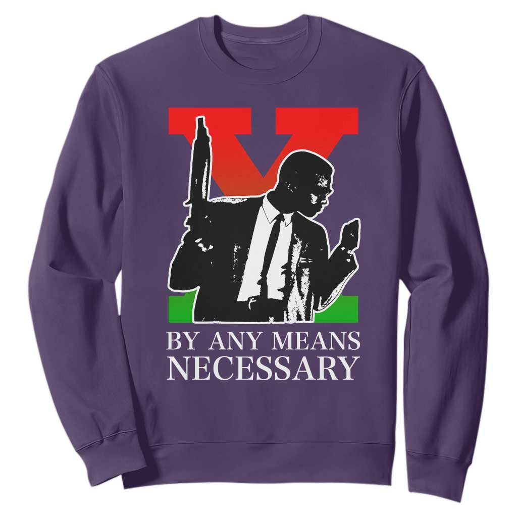Malcolm X Sweatshirt By Any Means Necessary - African Pride