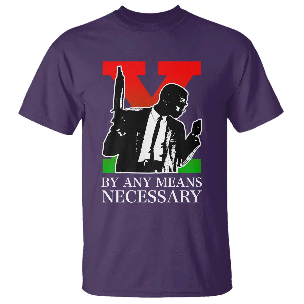 Malcolm X T Shirt By Any Means Necessary - African Pride