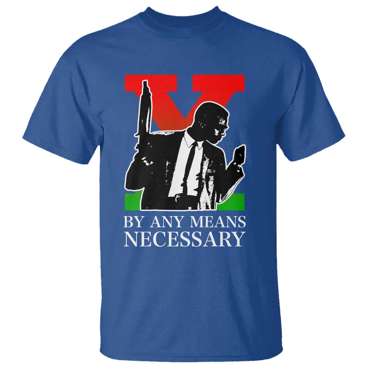 Malcolm X T Shirt By Any Means Necessary - African Pride
