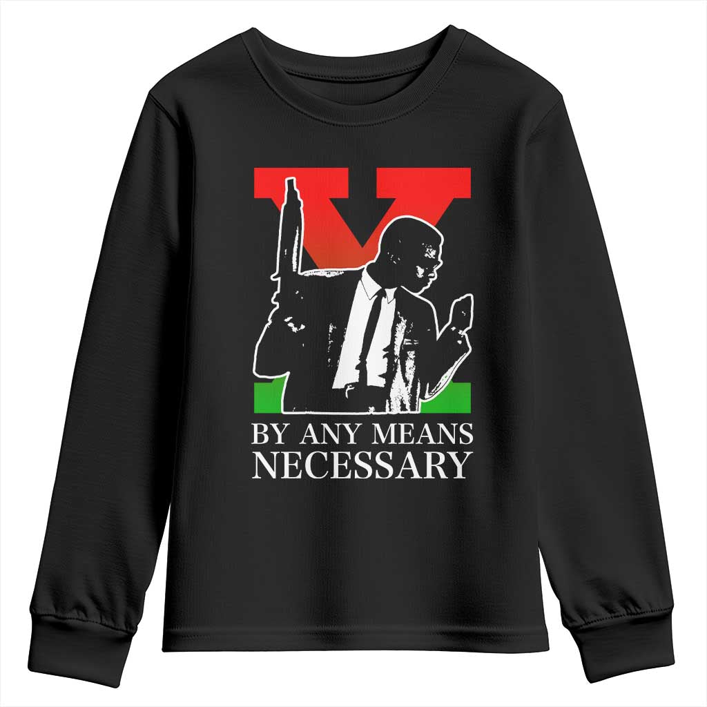 Malcolm X Youth Sweatshirt By Any Means Necessary - African Pride