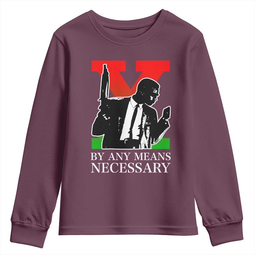 Malcolm X Youth Sweatshirt By Any Means Necessary - African Pride