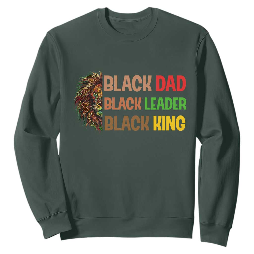 Black Affrican Melanin Sweatshirt Lion Father Day Dad Leader Black King