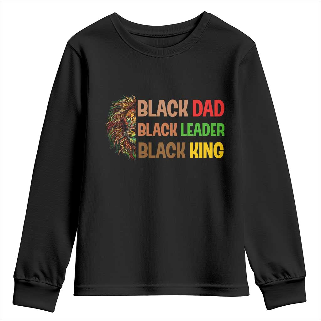 Black Affrican Melanin Youth Sweatshirt Lion Father Day Dad Leader Black King