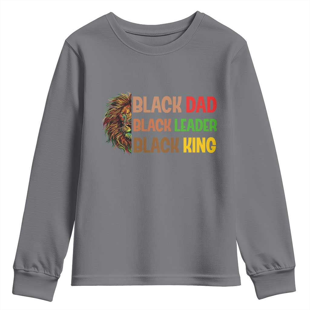 Black Affrican Melanin Youth Sweatshirt Lion Father Day Dad Leader Black King